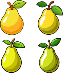 A set of Pear fruit vector art illustrations
