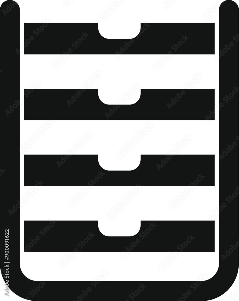 Poster simple icon of an archive cabinet with four drawers for storing files