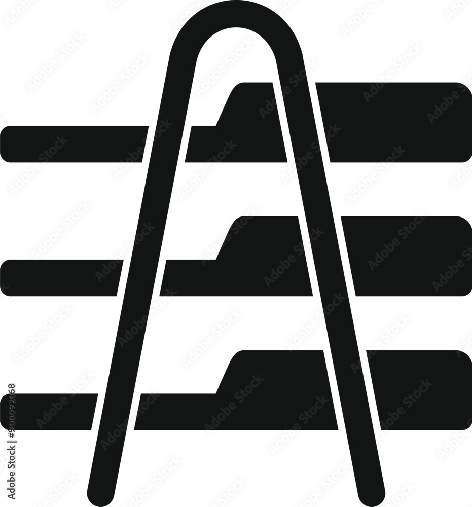 Poster simple icon of archive with shelves storing documents