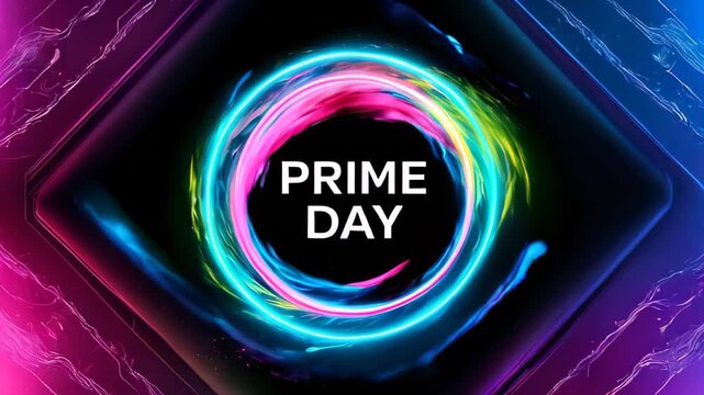 Neon prime day background template. Holiday concept. happy prime day sale. Design suitable for greeting card poster and banner