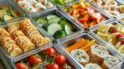 Office lunch box with easy-to-eat healthy snacks and meals, healthy food, lunch box