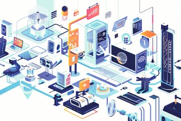 Fototapeta premium Conceptual Technology Flat Illustration created with Generative AI