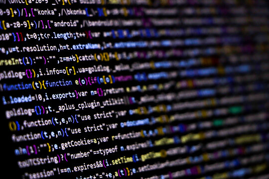 Software source code. Programming code. Programming code on computer screen. Developer working on program codes in office. Source code photo. Technology background