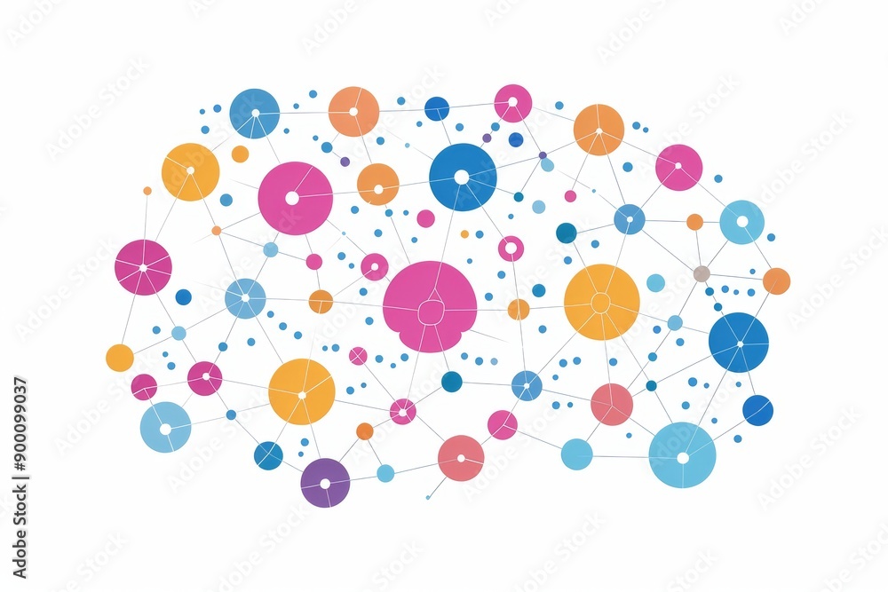 Poster abstract pattern of colorful dots on a white background symbolizing data and connectivity in modern 