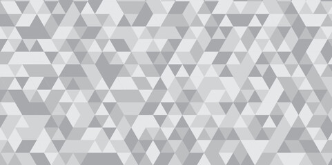 Fototapeta premium Abstract geometric white and gray background seamless mosaic and low polygon triangle texture wallpaper. Triangle shape retro wall grid pattern geometric ornament tile vector square element.