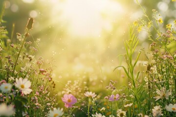 Dreamy Meadow with wildflowers, and tall grasses. A tranquil, nature scene.