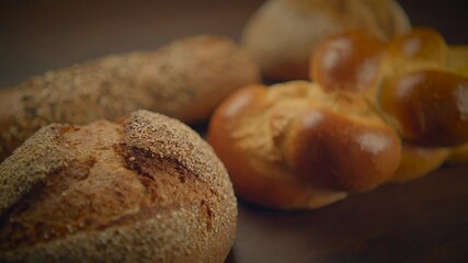 Enjoy a variety of freshly baked artisan bread loaves, made in a rustic bakery style