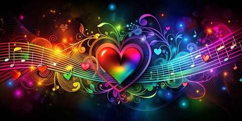 Fototapeta premium Gothic colorful background with music and love AI-Created Content