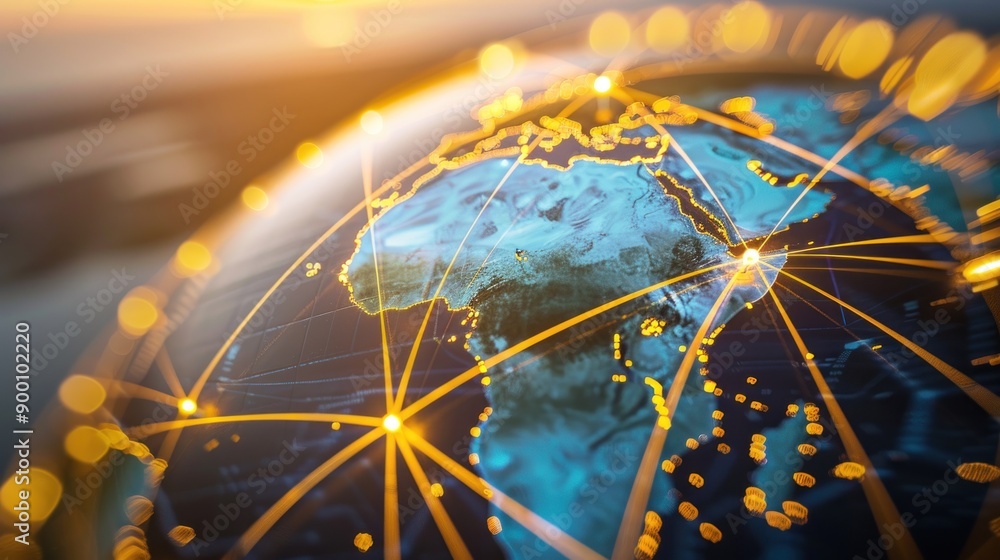 Poster globe earth planet with connection network
