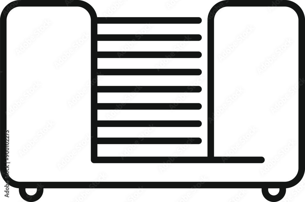 Poster simple line icon of a toaster with slices of toast inside, representing breakfast preparation and ki