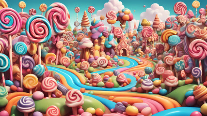 Fototapeta premium beautiful decorative colorful candyland environment background
