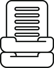 Office tray holding paper with lines icon, outline style isolated on white background