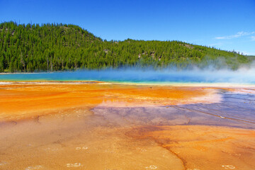 beautiful Grand Prismatic Spring in Yellowstone National Park