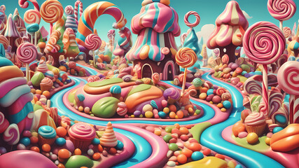 Obraz premium beautiful decorative colorful candyland environment background