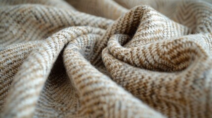 Fototapeta premium Herringbone Wool Fabric : Classic herringbone wool in neutral tones with a subtle texture