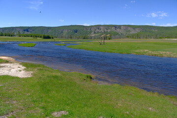 Firehole River in Yellowstone National Park, America