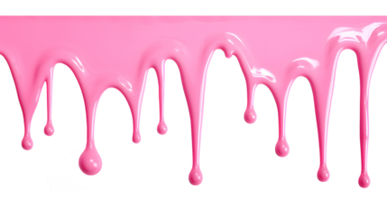 Dripping Pink Liquid on transparent background, PNG.
