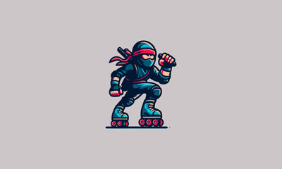Fototapeta premium character ninja playing skates vector mascot design