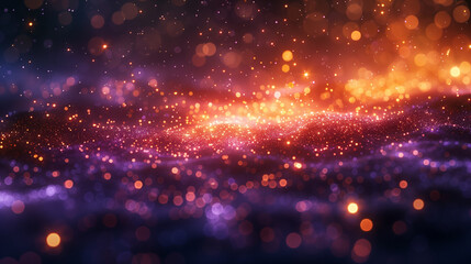 Fototapeta premium A mesmerizing background of sparkling lights, forming an ethereal galaxy in shades of purple and orange