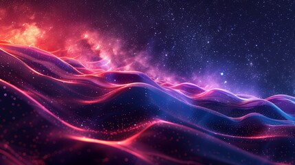 A transition scene from a stream. With the text Simple, uncluttered graphic design style. With lines. Spacey background