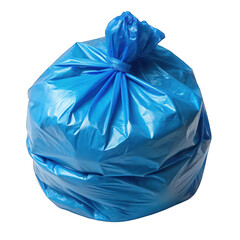 Blue garbage bag top view isolated on transparent background