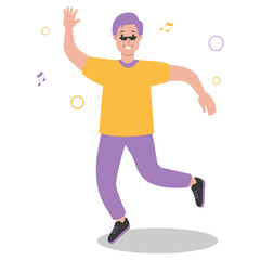 Flat Illustration of Happy People Dancing. Isolated Vector in Cartoon Design Concept.