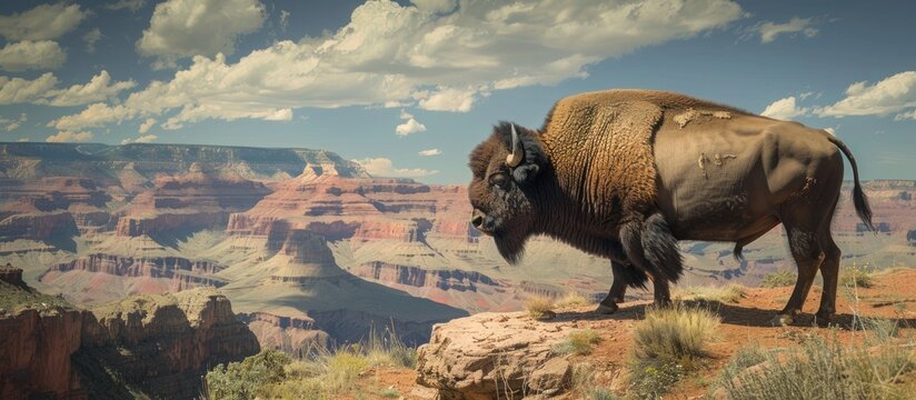 Photo of an American bison in the Grand Canyon, Southeastern US - Powered by Adobe