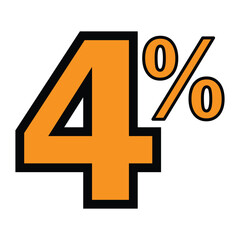 4 percent orange and black white background 