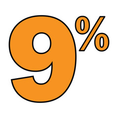 9 percent orange and black white background