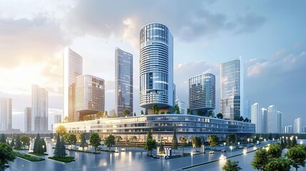 Modern Skyscraper Cityscape Illustration