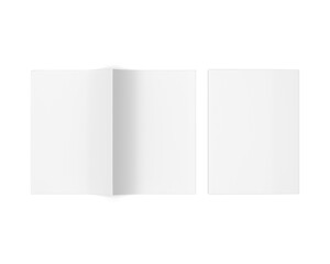 Blank white half fold brochure  template for mock up and presentation design. 3d render illustration.