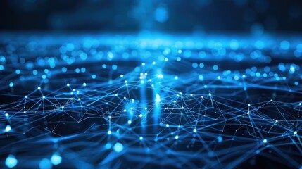 Obraz premium connection lines symbol technology for background blue copy space