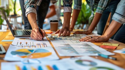 Obraz premium A business team collaborating on a content marketing plan