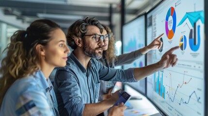 A business team planning a new online marketing strategy in a conference room