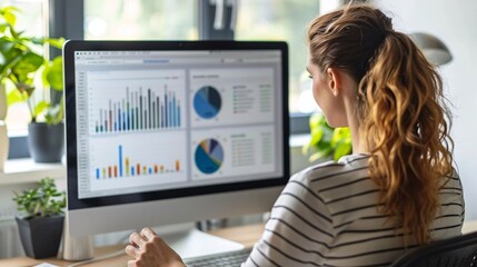 A businesswoman using an SEO tool to improve website rankings