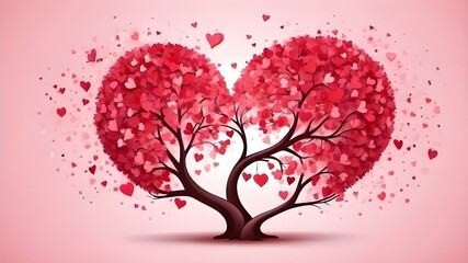 Fototapeta premium HD wallpaper: romantic, heart-shaped, tree, love, and pink and red hearts illustration