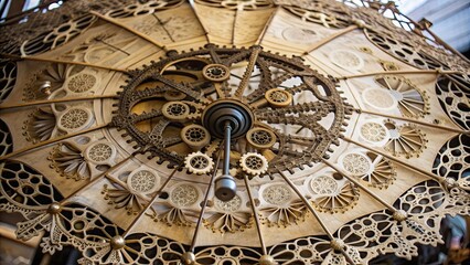 Obraz premium Victorian-style parasol adorned with intricate gears, vintage, steampunk, retro, accessory, fashion, umbrella, mechanism