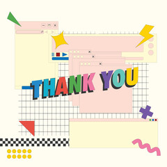 Fototapeta premium vector social retro media template, thank you letter