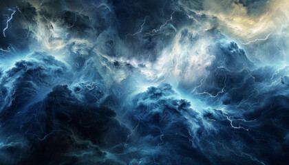 Majestically lightning crackles within a turbulent swirling storm
