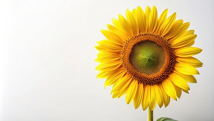 Obraz premium Perfect sunflower on white background, sunflower, perfect, bloom, yellow, vibrant, petals, botanical, nature, plant, summer