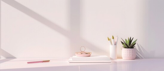 Minimalist table settings and decorations on a white background