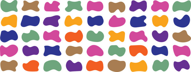 Blob shape organic abstract colorful vector illustration isolated on white background. Collection of modern forms and Liquid drop for design and print. irregular round blot form graphic elements