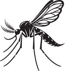 Mosquito vector silhouette illustration. Flying mosquitoes black silhouette isolated. Insect flock in air. 
