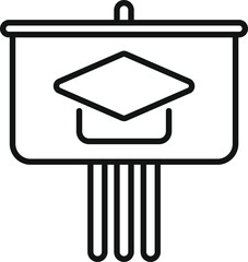 Line drawing of a graduation cap on a whiteboard, representing a graduation presentation