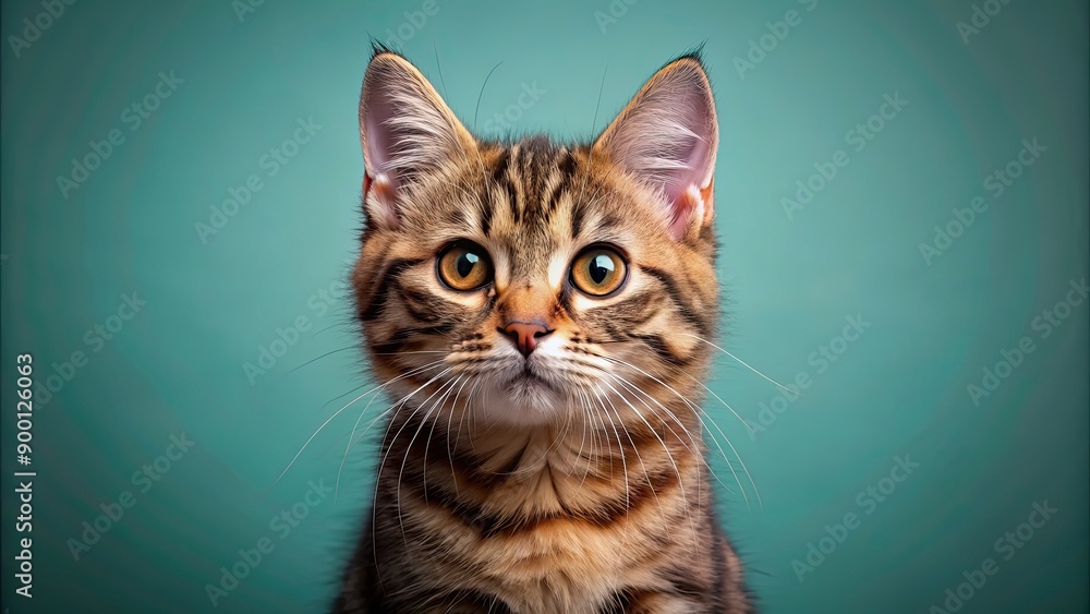 Poster Cute and realistic of a cat on a solid background, cat, feline, kitty, isolated,graphic, design, pet, animal, cute, realistic