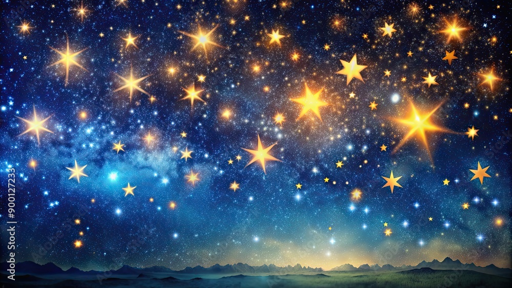 Poster Night sky filled with many twinkling stars, starry, sky, night, stars, astronomy, space, celestial, galaxy, universe