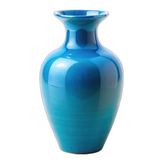 Empty blue ceramic vase isolated on transparent background