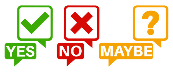 set yes no maybe icon sign. label Check box  Check mark icon quality approved vector illustration
