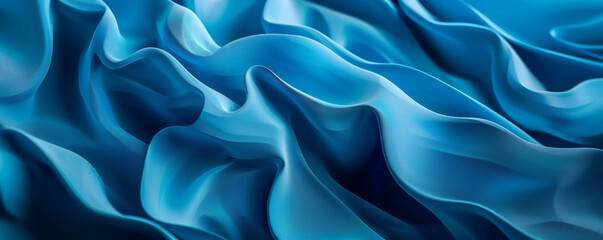 Fototapeta premium Flowing blue fabric waves, abstract background