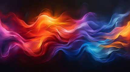 Obraz premium Vibrant abstract colorful light waves on black